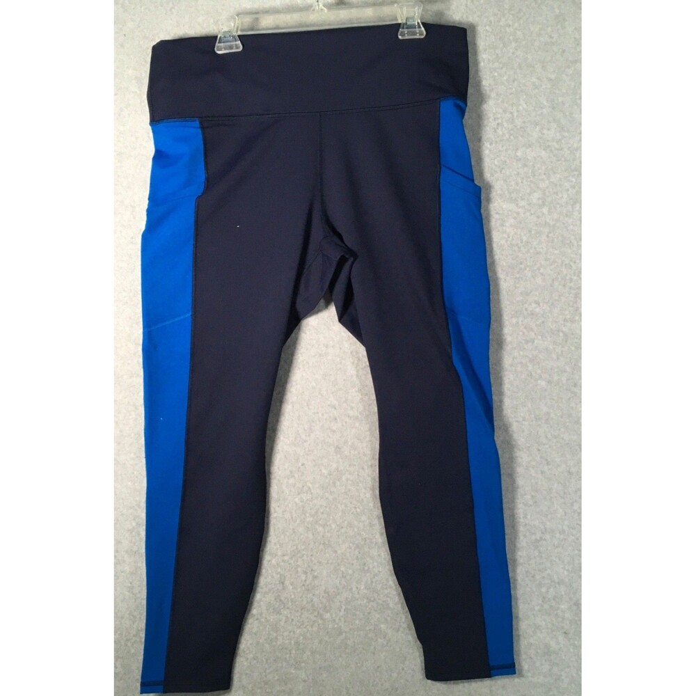 NWT Fabletics On The Go High Waisted Womens 2X /18-20 Deep Navy Blue Leggings